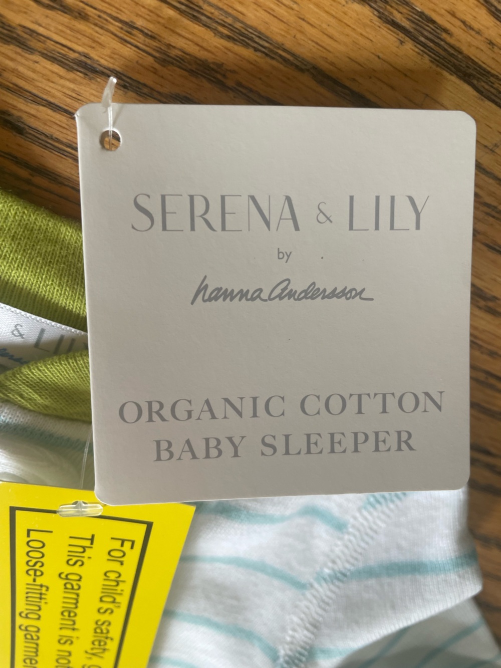 NWT SERENA & LILY Organic Cotton Baby Sleeper. Auqua Stripes. 0-6 months. - Picture 3 of 7